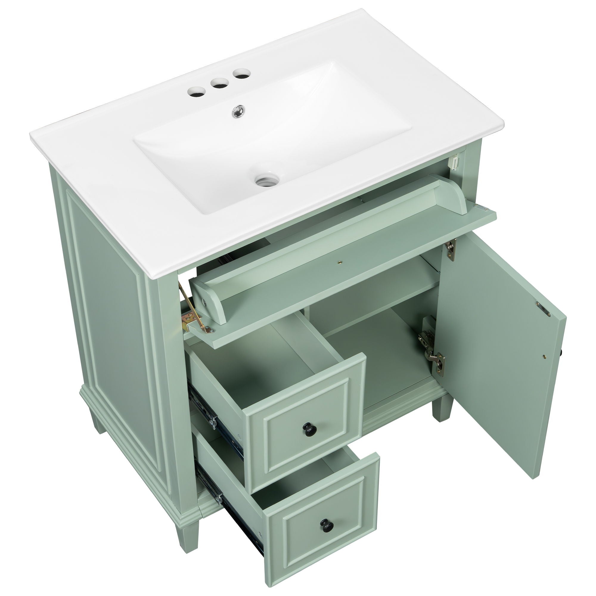 Modern Bathroom Vanity With Sink, Adjustable Shelf, Flip Drawer & 2 Drawers