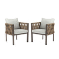 2 Pieces Outdoor Metal Patio Club Chair, Patio Furniture Arm Chair With Cushion, Modern Outdoor Furniture Deep Seating For Porch, Garden, Backyard, Balcony - Brown / Light Gray
