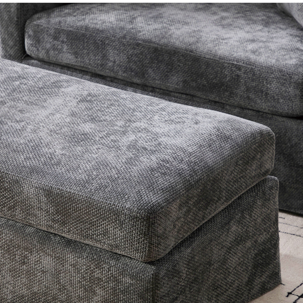 Accent Chair With Ottoman, Includes 2 Bolster Pillows