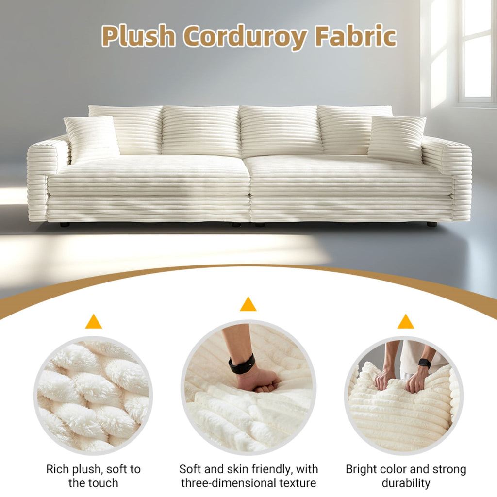 4 Seat Sofa, Modern Comfy Upholstered Sofa Cloud Couch, Deep Seat Couches With Soft Pillows