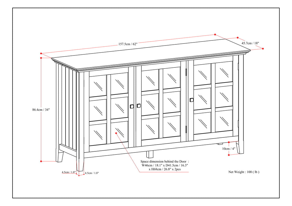 Acadian - Wide Storage Cabinet Handcrafted
