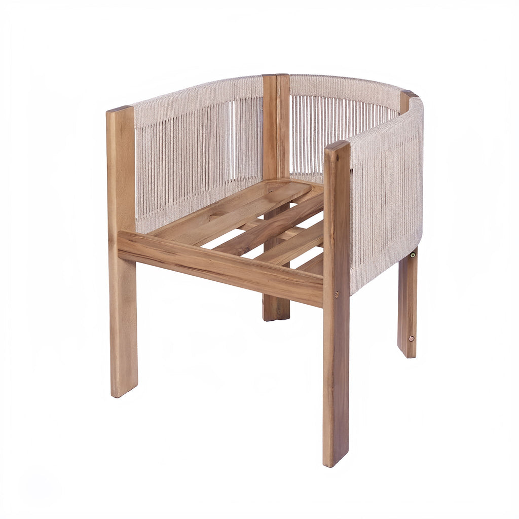 Matera - Patio Dining Chair (Set of 2) With Wraparound Back And Removable Cushion Cover - Teak / Beige