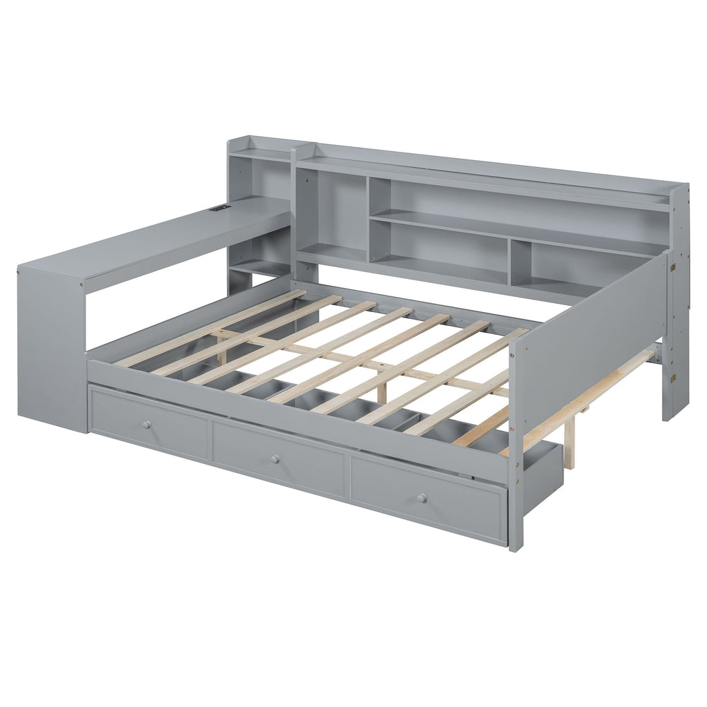 Daybed With 3 Drawers USB Ports And Desk