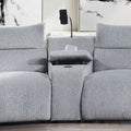 Fullar - Modular Console With Wireless Charger - Light Gary Chenille