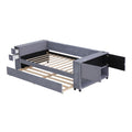 Upholstered Bed With Storage And Twin Trundle, USB Charging Ports