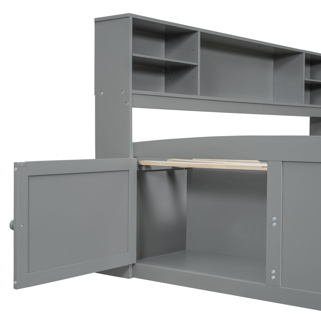 Daybed With 2 Bedside Cabinets, Upper Shelves And 4 Drawers