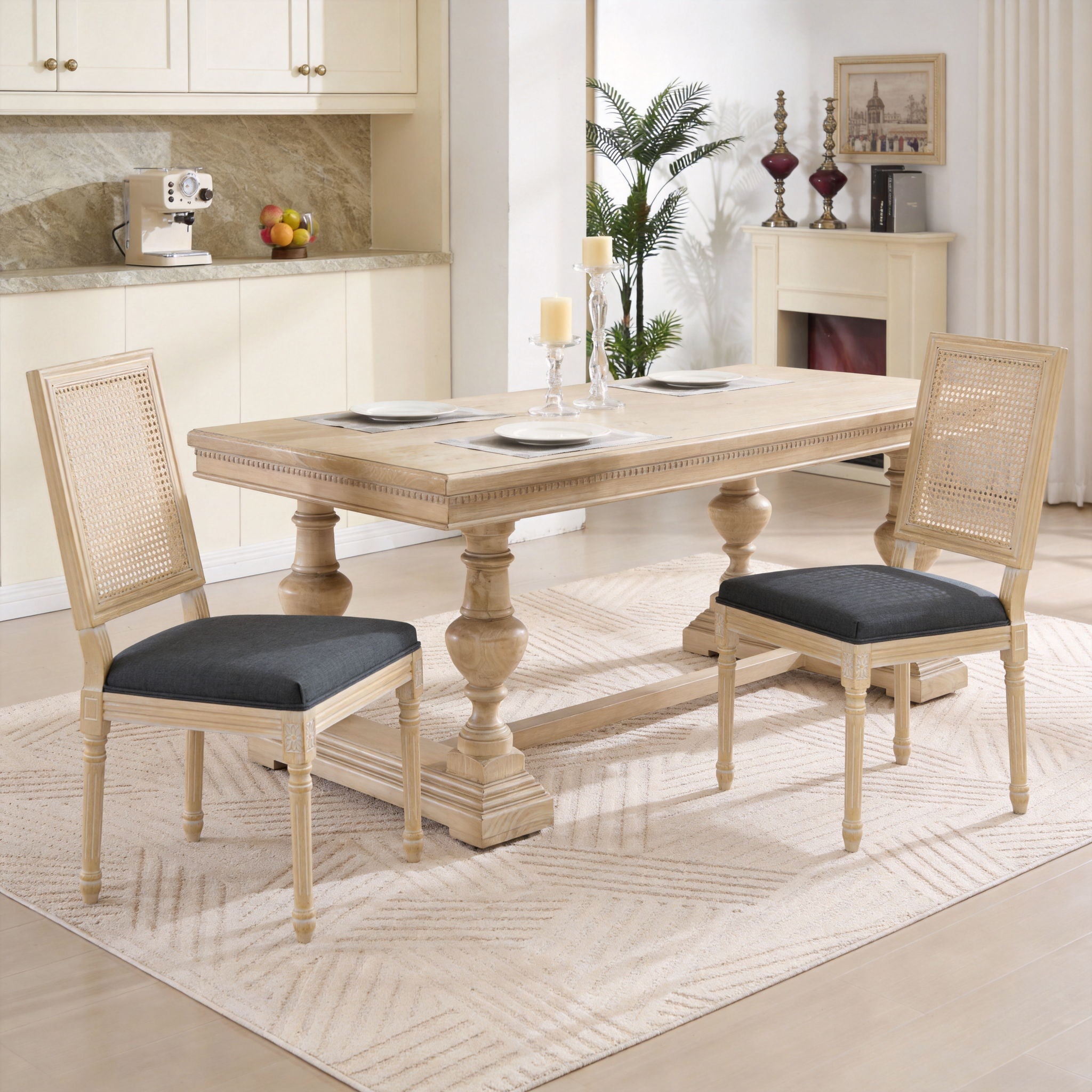 Dining Chairs With Square Back (Set of 2)