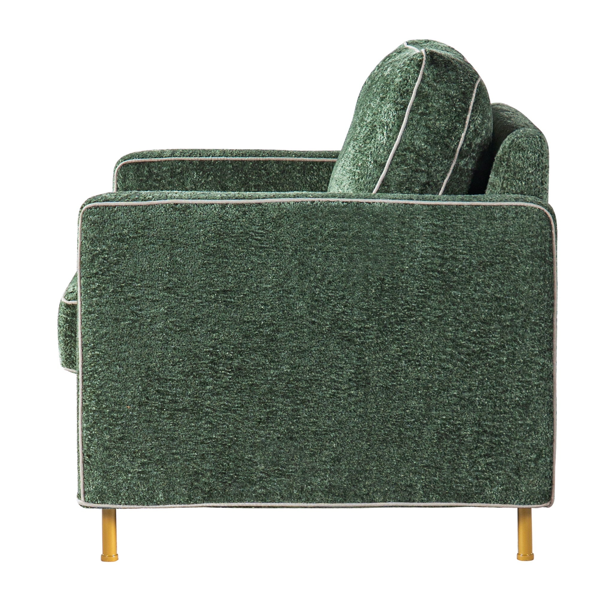 Accent Chair Upholstered Single Sofa With Square Arms, Sewn Pillow Back For Living Room