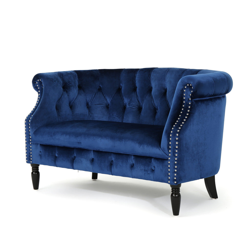 Antique Chesterfield Style Loveseat With Button Tufting