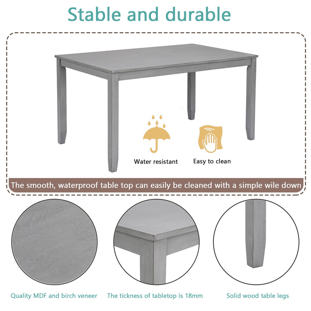 Kitchen Dining Set, Rectangular Dining Table With Upholstered Chairs