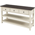 Retro Design Console Table With Two Open Shelves, Pine Frame And Legs For Living Room