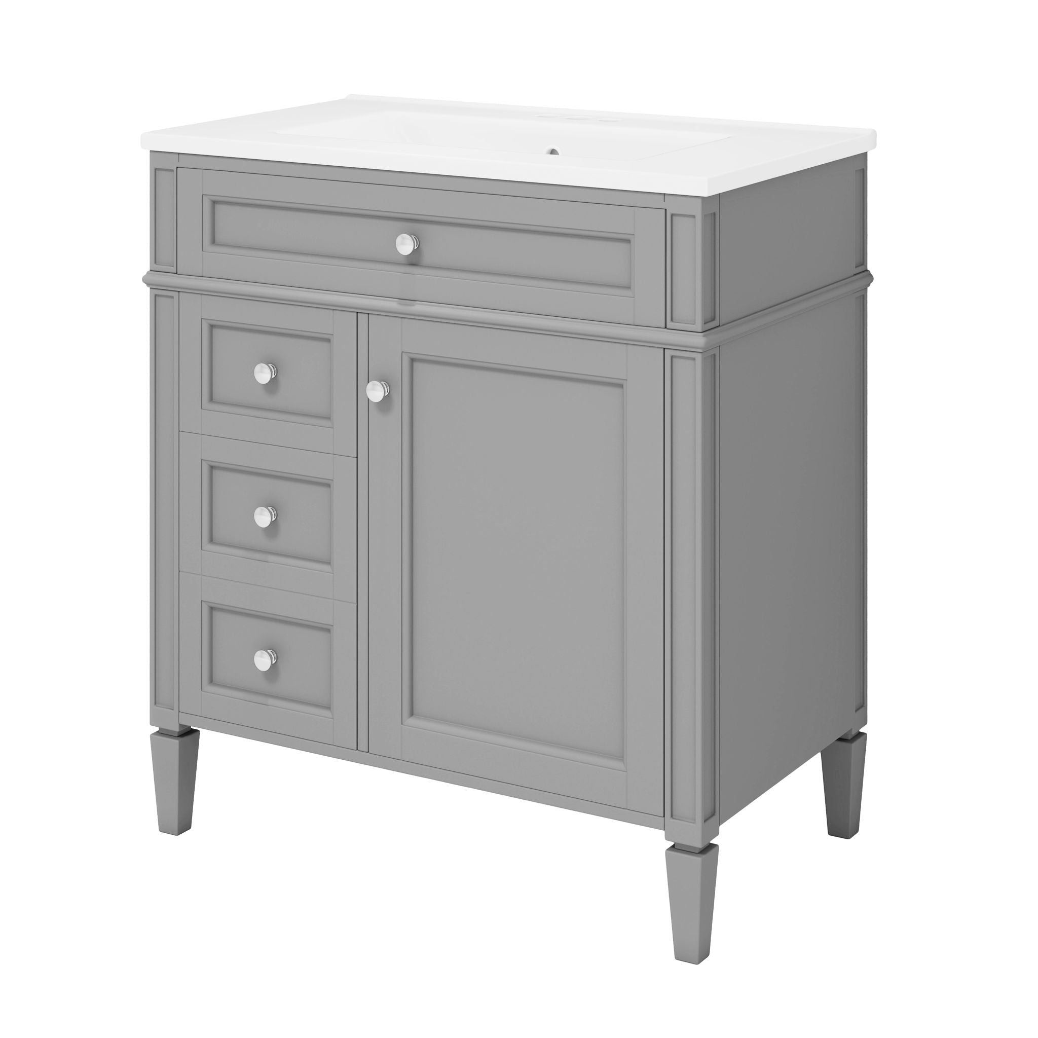 Bathroom Vanity With Top Sink, Storage Cabinet With 2 Drawers, Tip Out Drawer