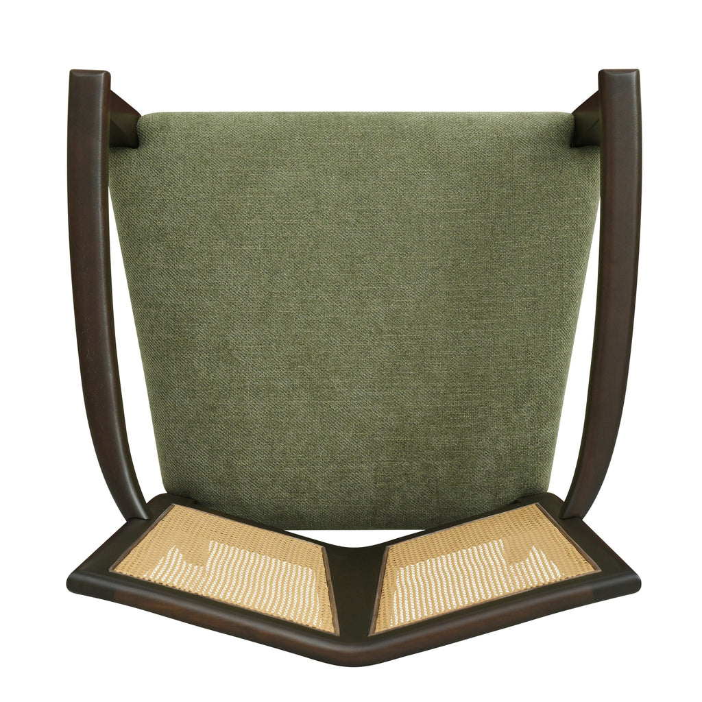 Mid Century Modern Arm Dining Chair Set With Rattan Backrest
