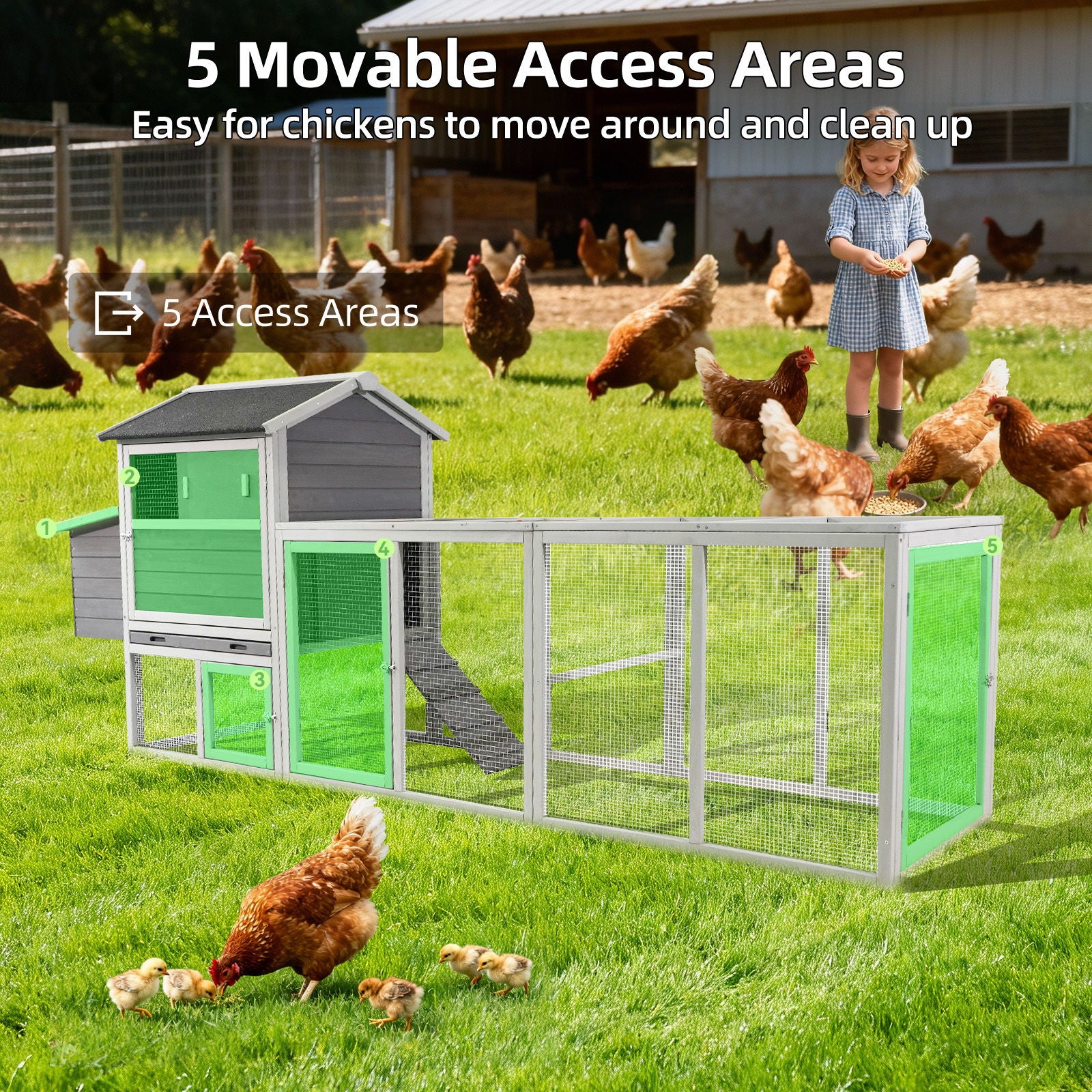 Large Outdoor Hen House With Run And Nesting Box Poultry Cage