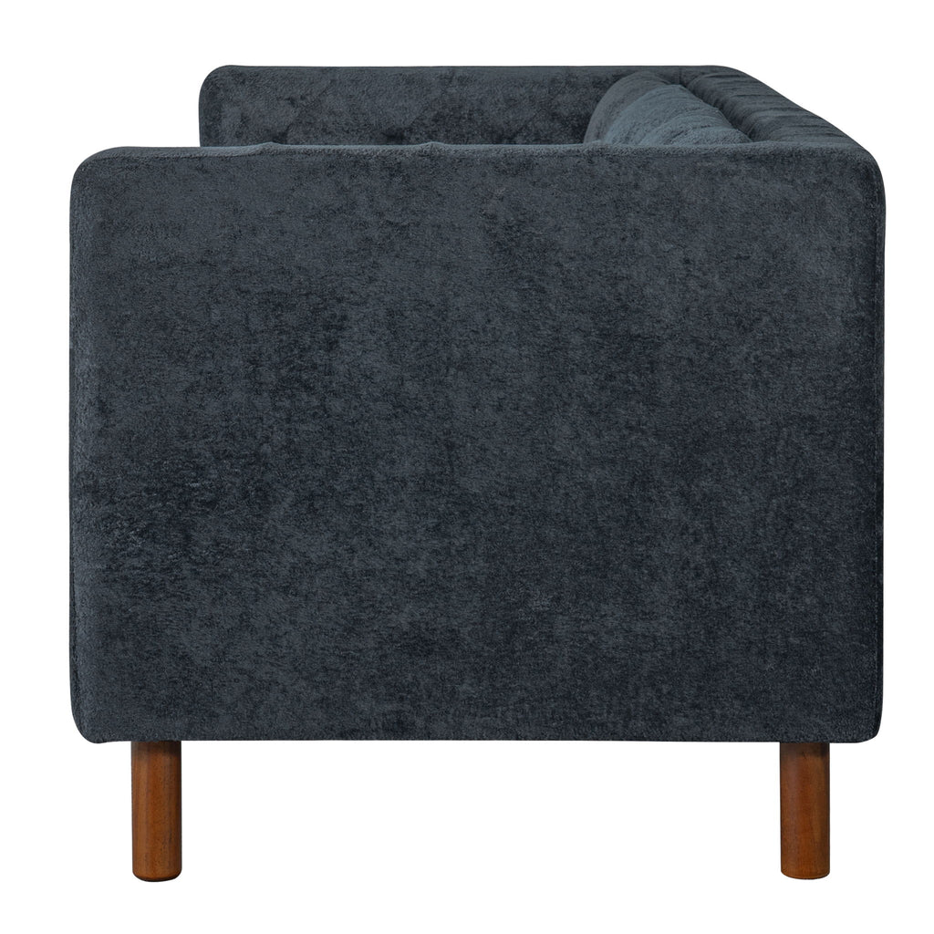 3 Seater Sofa With Square Arms, Tufted Pillow Back For Living Room