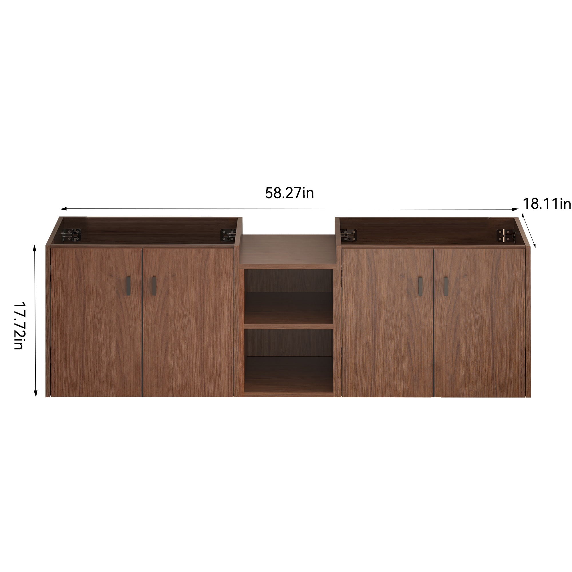 Soft Close Doors Bathroom Vanity With Small Storage Shelves, 24" And 12" Combination Cabinet - Reddish Brown