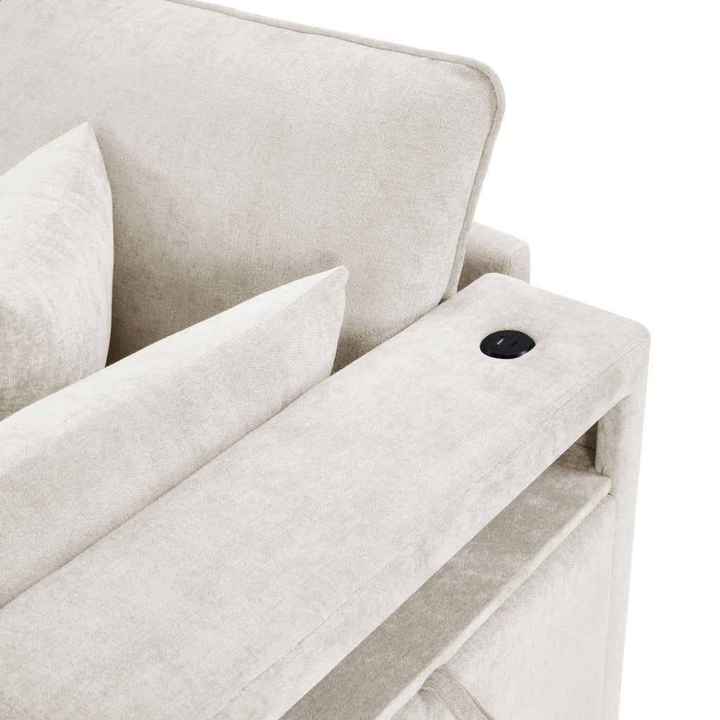 Modern Sectional Sofa U-Shaped With Movable Ottoman Storage Armrests And USB Ports