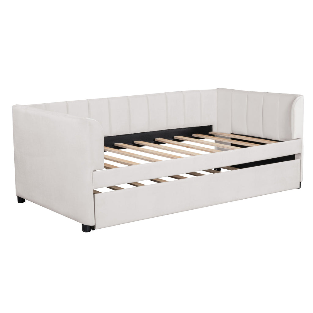 Upholstered Daybed With Ergonomic Design Backrest