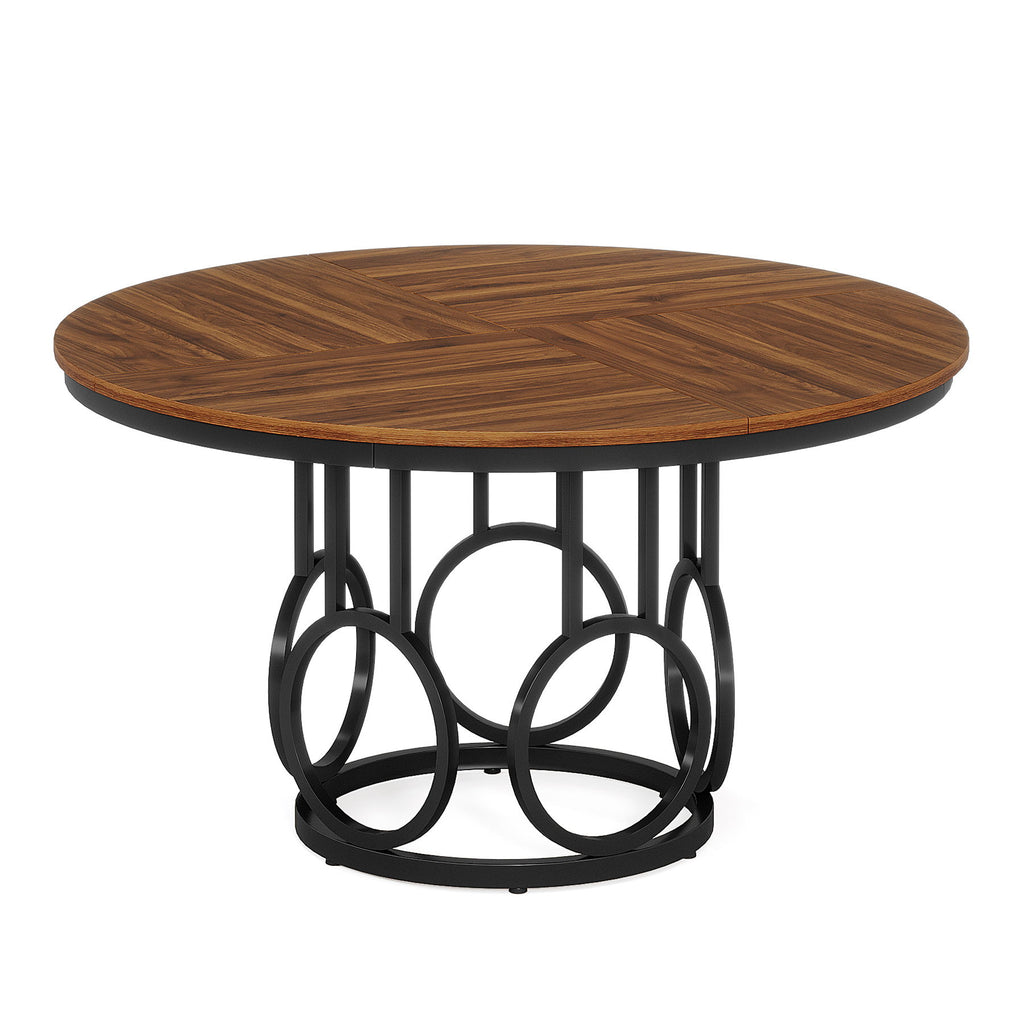 Round Dining Table For Kitchen & Dining Room - Brown / Black