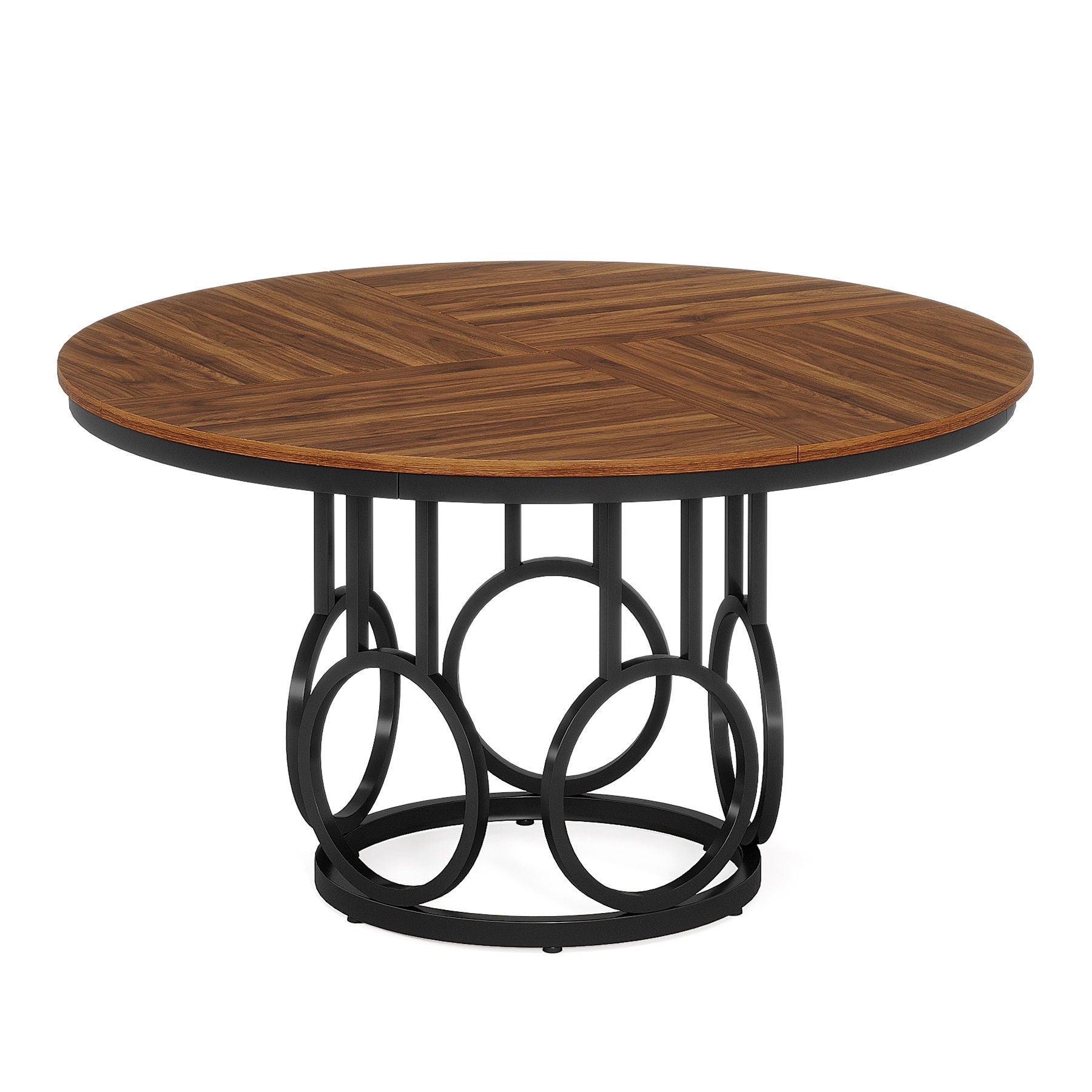 Round Dining Table For Kitchen & Dining Room - Brown / Black