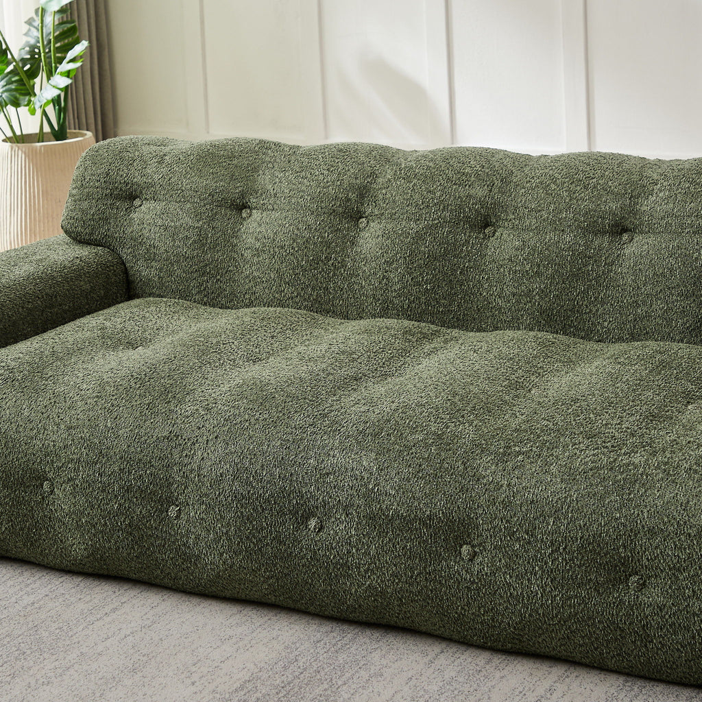 Cloud Series Minimalist Button Tufted Square Arm 3 Seater Sofa