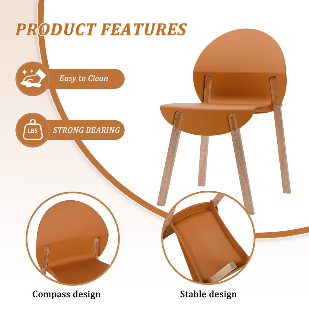 4 Piece Set Of Single Chairs, Traditional Elements With Round Table