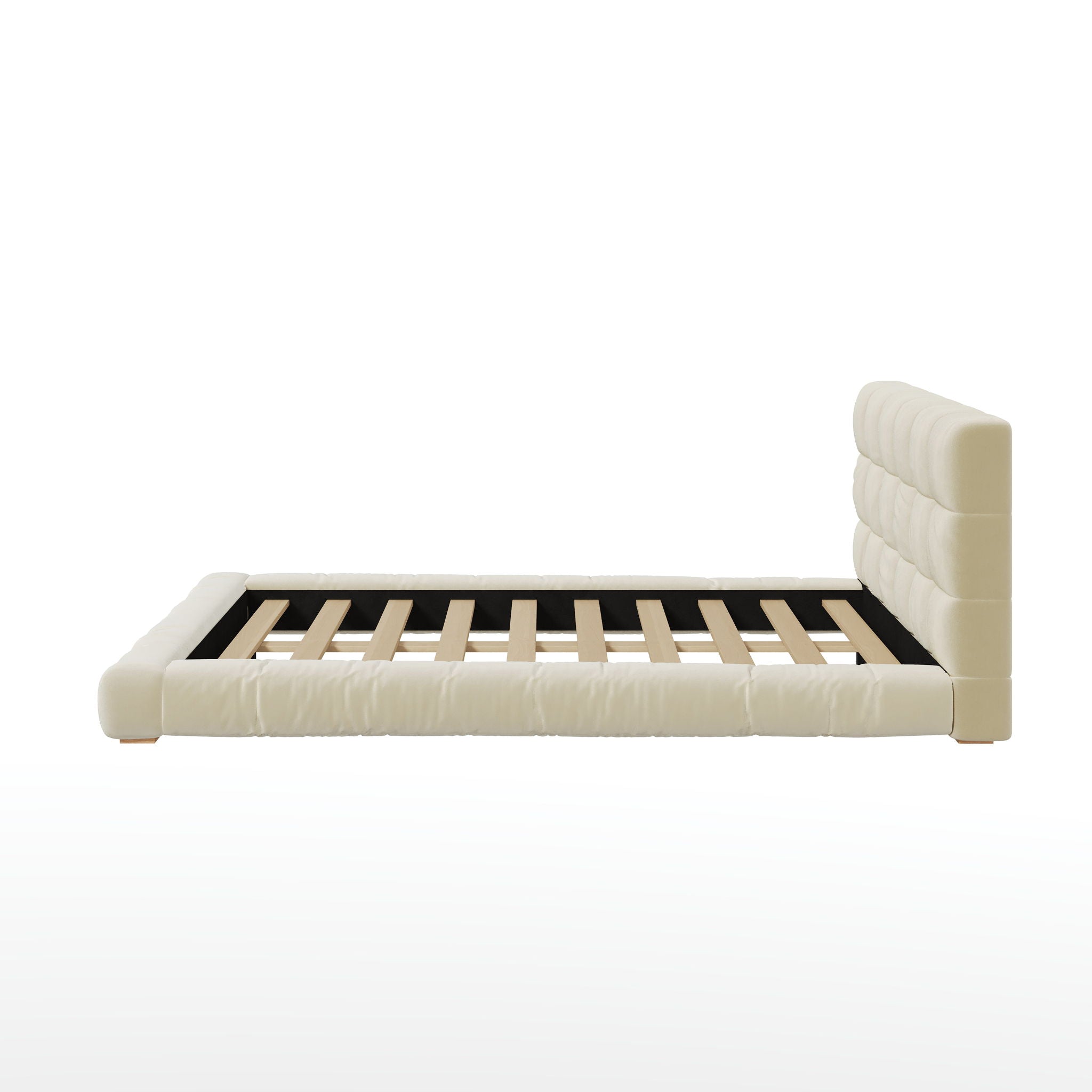 Upholstered Platform Bed Frame With Tufted Headboard