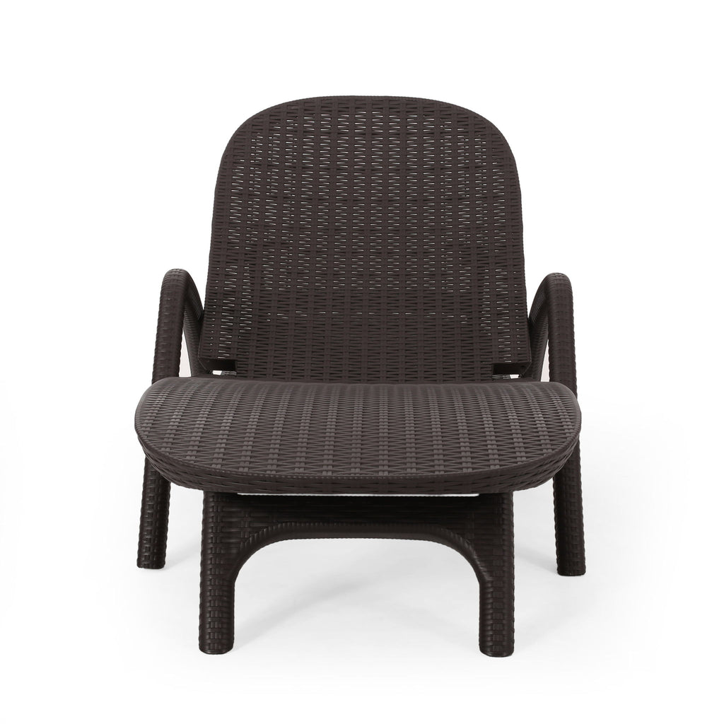Polypropylene Resin Chaise Lounge With Hand Crafted Details - Dark Brown