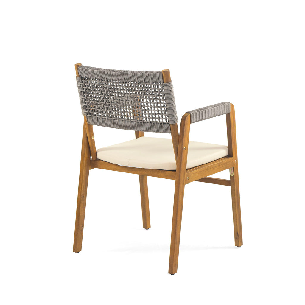 Outdoor Rustic Patio Acacia Bistro Set With Cushions
