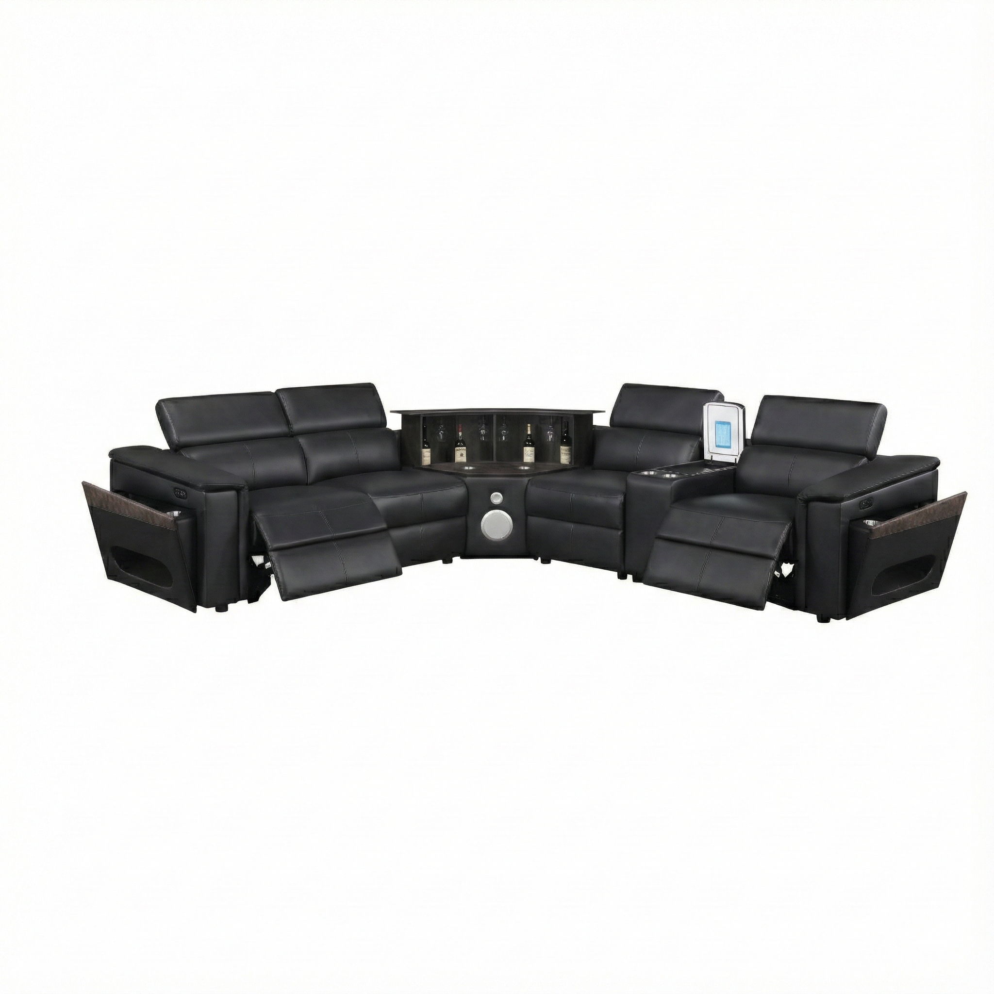 Nova - Sectional With Bluetooth Speaker, LED And Lifting Wine Cabinet