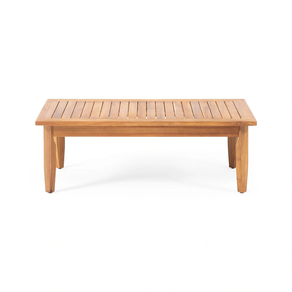 Alluvion - 4 Piece Wood Outdoor Patio Conversation Set With Cream Cushions - Teak / Beige