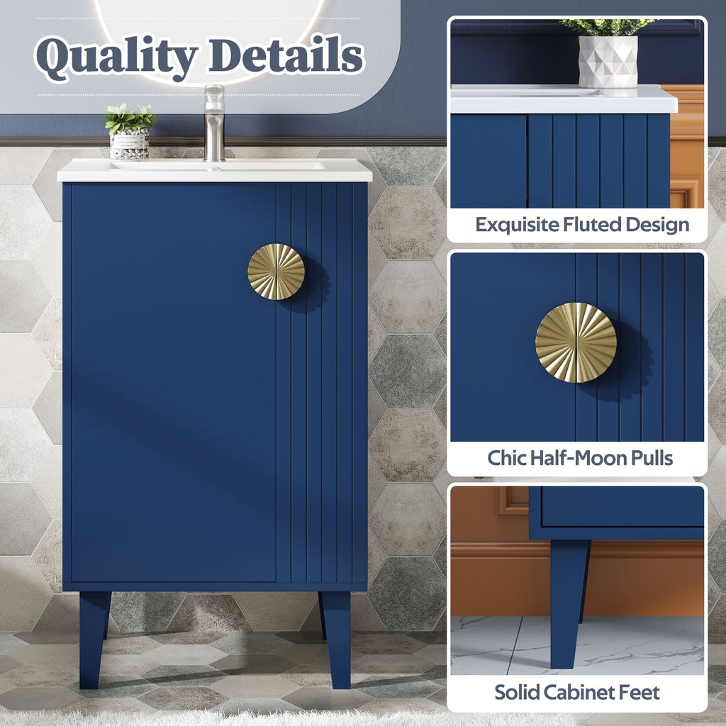 Bathroom Vanity With Sink, Soft-Close Door, Half-Moon Pulls