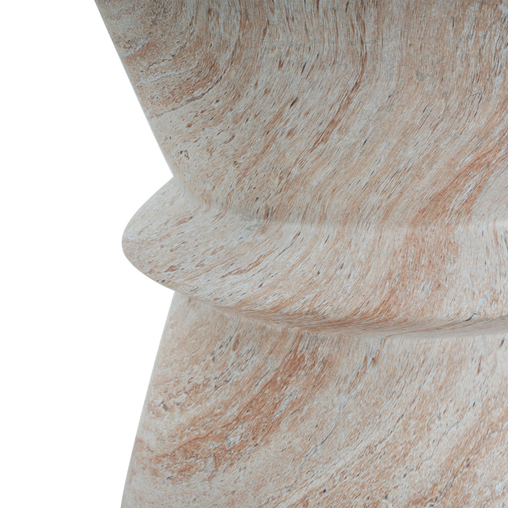 Outdoor / Indoor Lightweight Concrete Side Table With Travertine - Beige