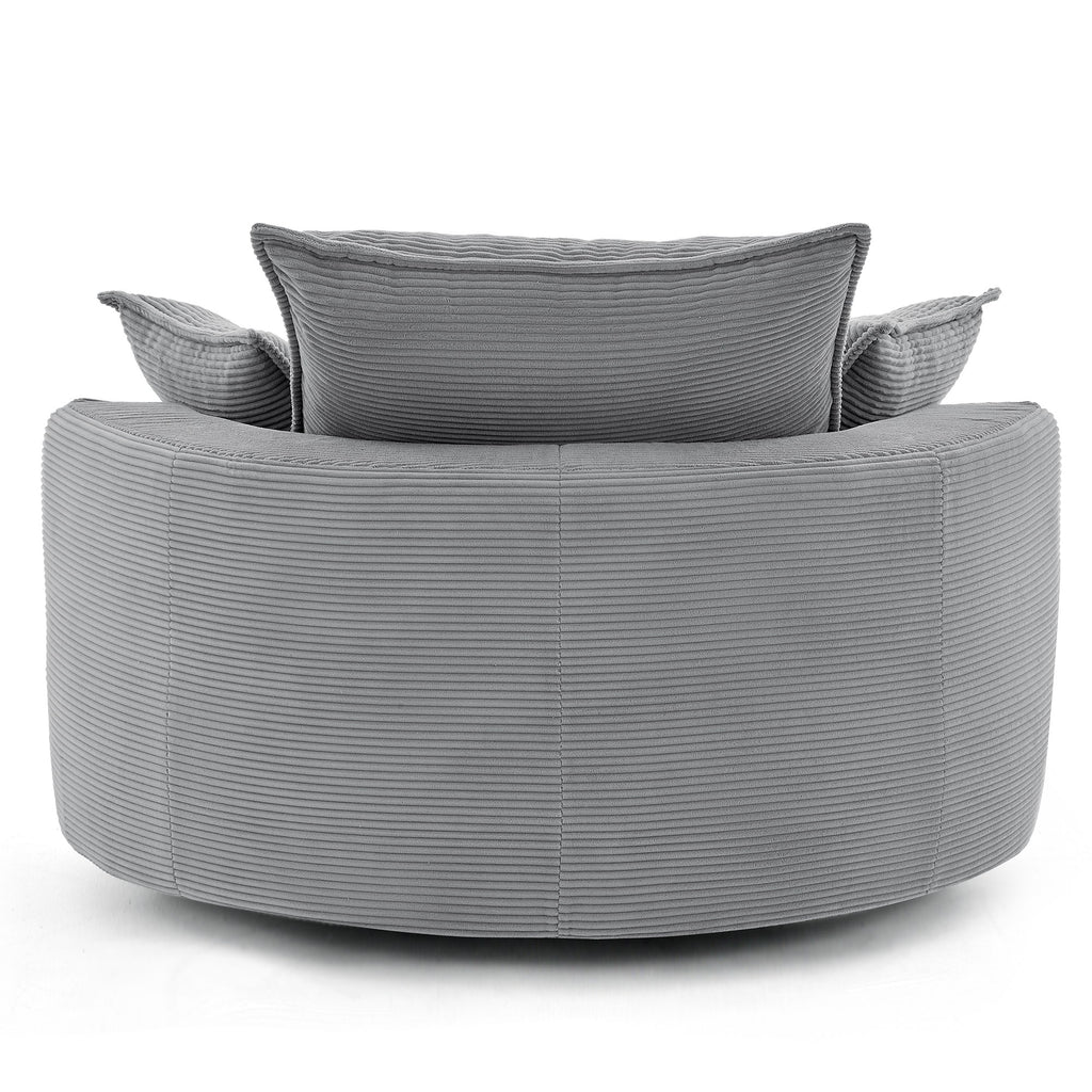 360° Swivel Accent Barrel Chair With Dual Layer Cushion And 3 Removable Pillows