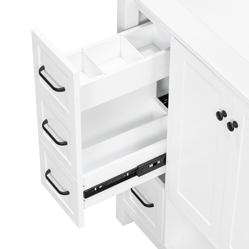 Bathroom Vanity With Sink Top, Bathroom Vanity Cabinet With 2 Doors And 2 Drawers, Open Shelf