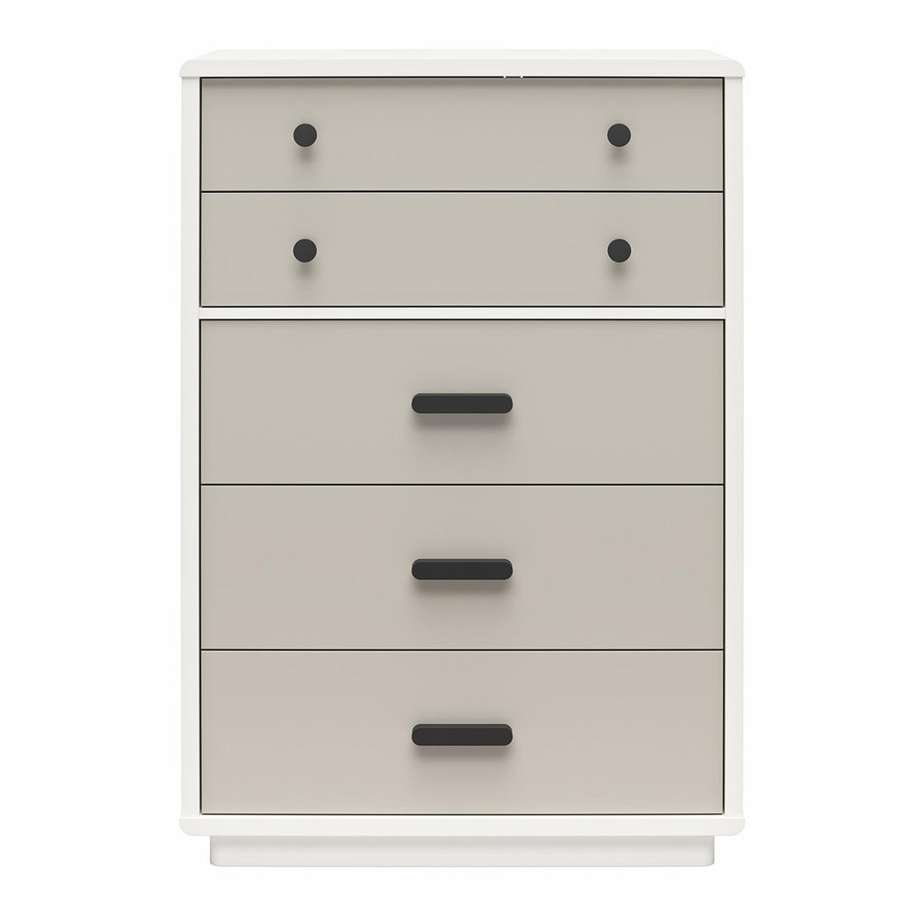 Valencia - 5 Drawer Dresser - White / Gray
