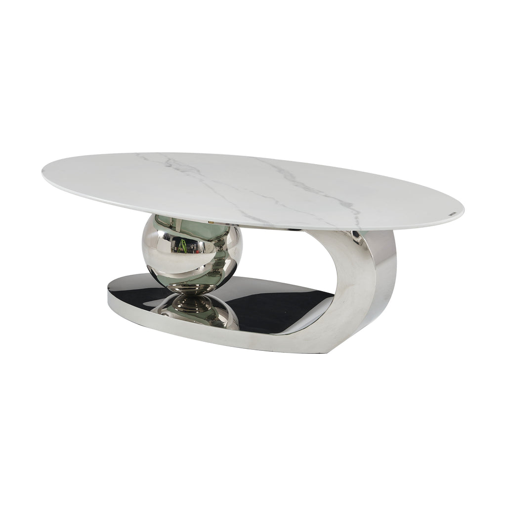 Oval Coffee Table With Geometric Precision