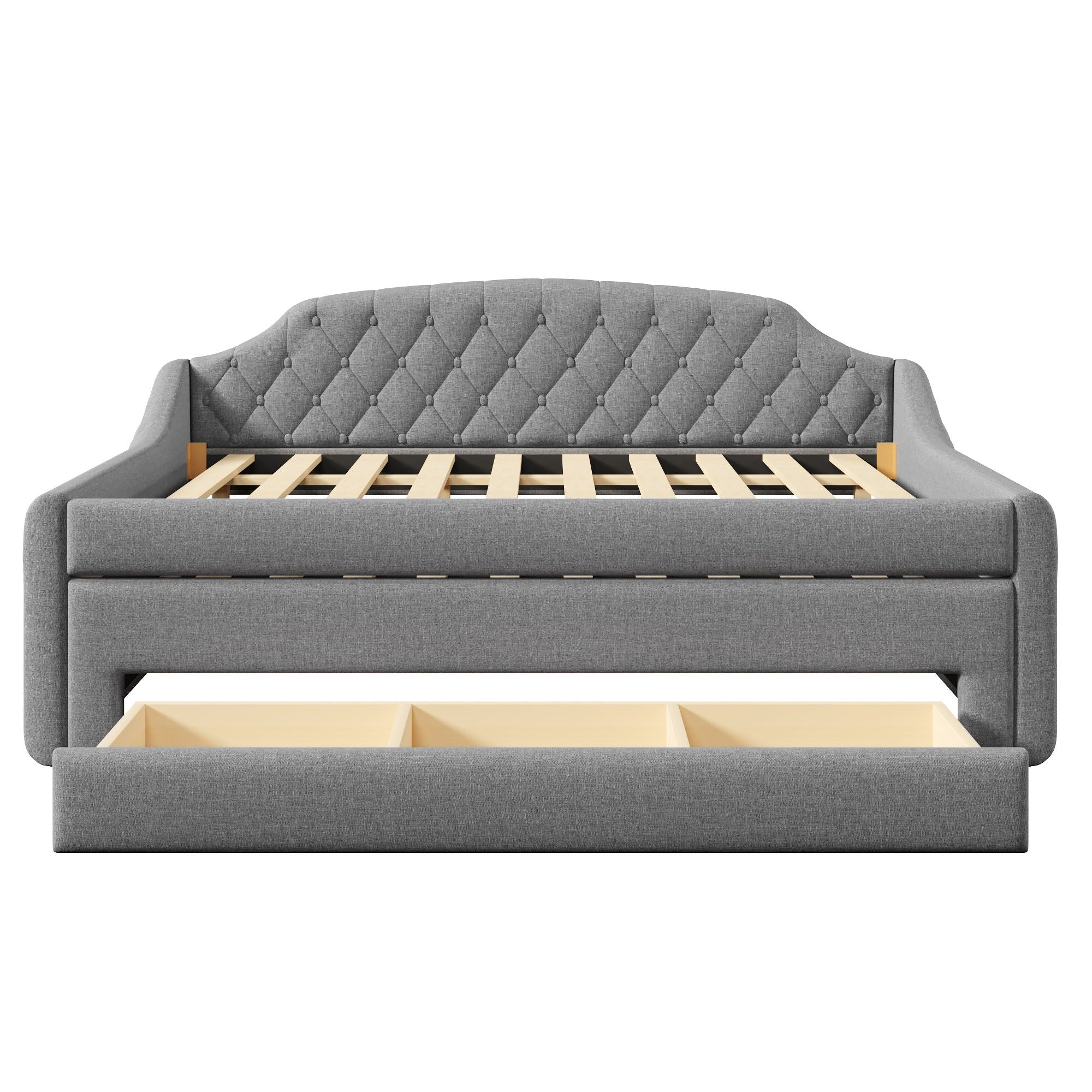 Upholstered Daybed With LED Belt, Trundle And 3 Drawers