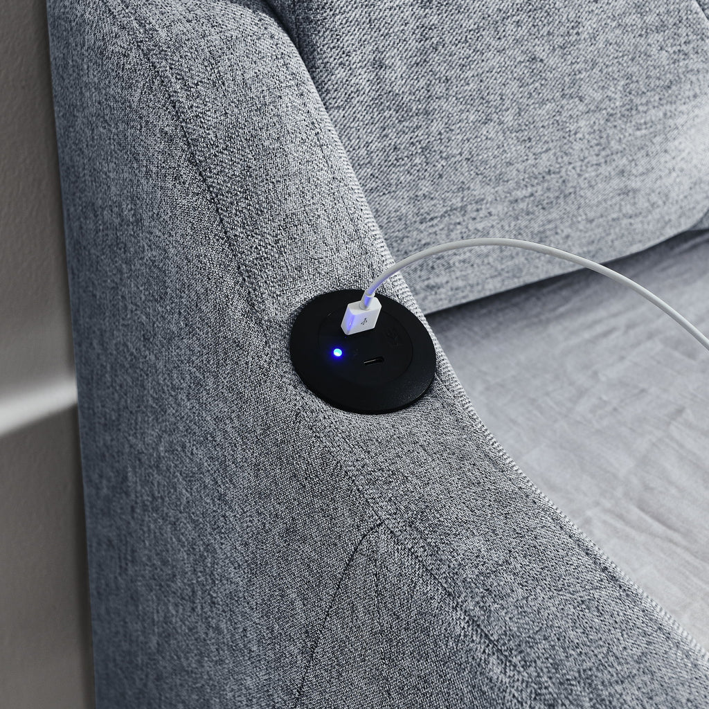 Size Upholstered Daybed With Trundle And USB Charging Armrest