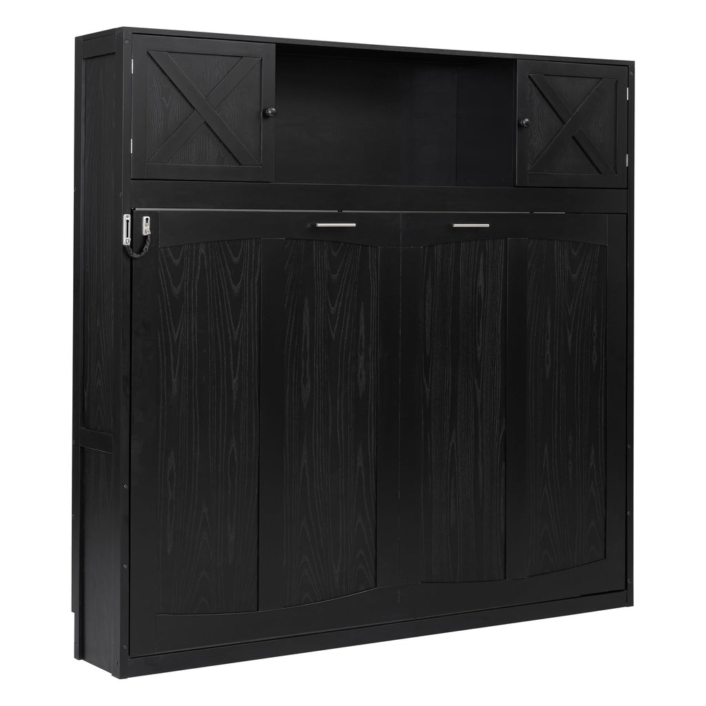 Rustic Casual Murphy Bed With Storage Cabinets