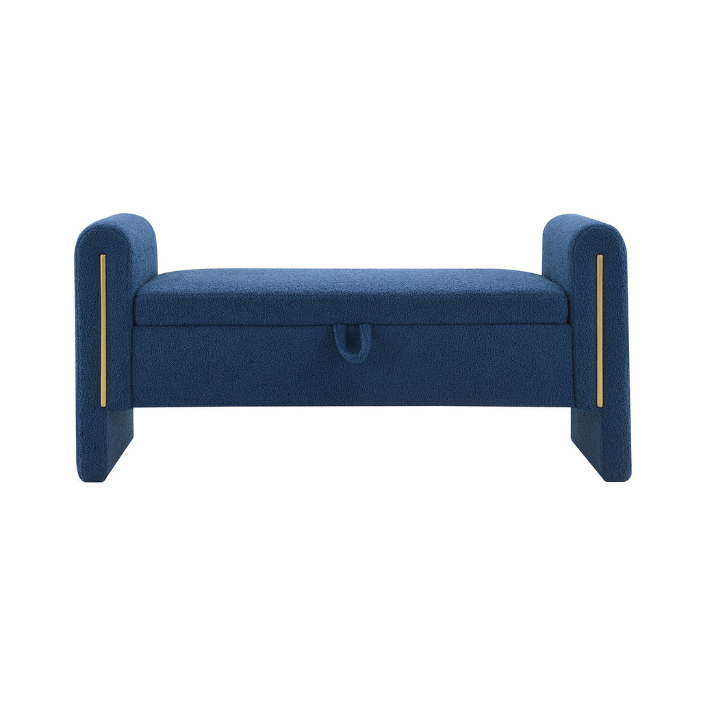 Modern Teddy Upholstered Large Bed End Bench With Arms And Storage