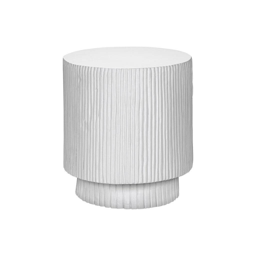 Round Accent Table, Indoor Outdoor - White