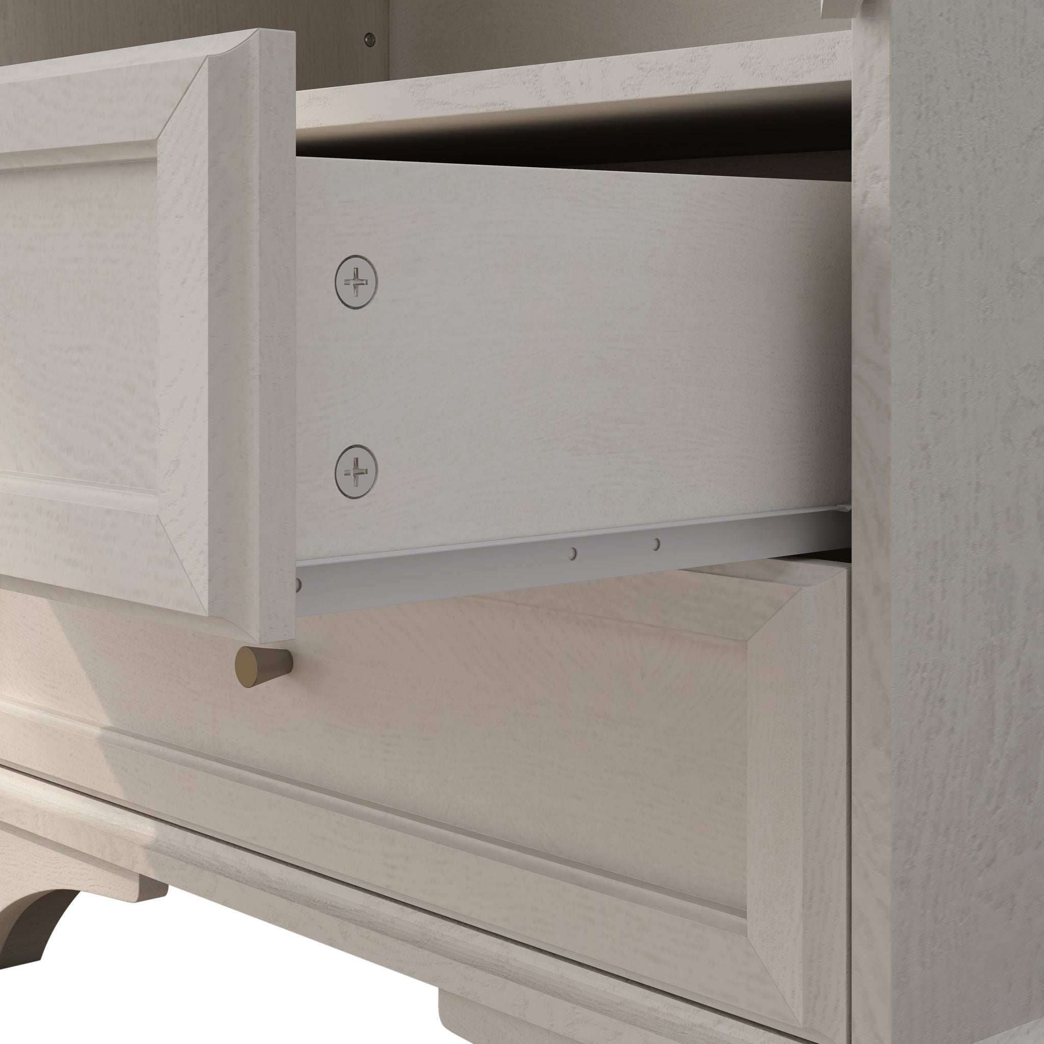 Glass Door Display Case With 2 Drawers And Adjustable Shelf