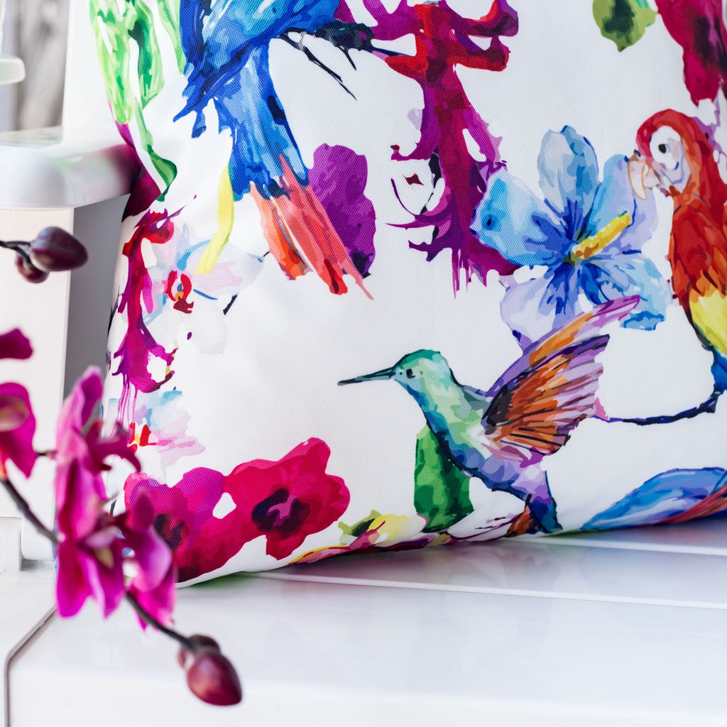 Tropical Parrot Outdoor & Indoor Pillow With Solarium - Multicolor
