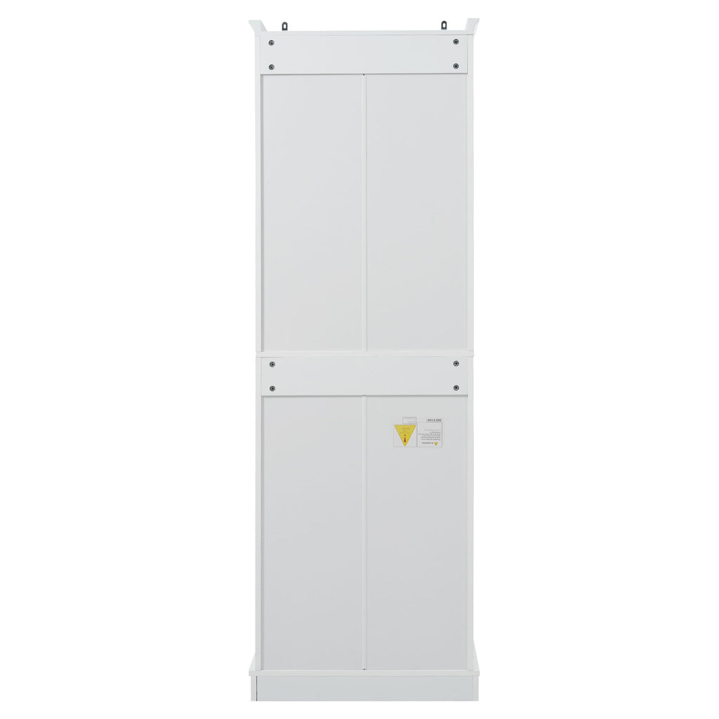 Freestanding Bathroom Vanity, Elegant Design With 4 Doors & 1 Drawer, Adjustable Shelves, Damping Hinges - White
