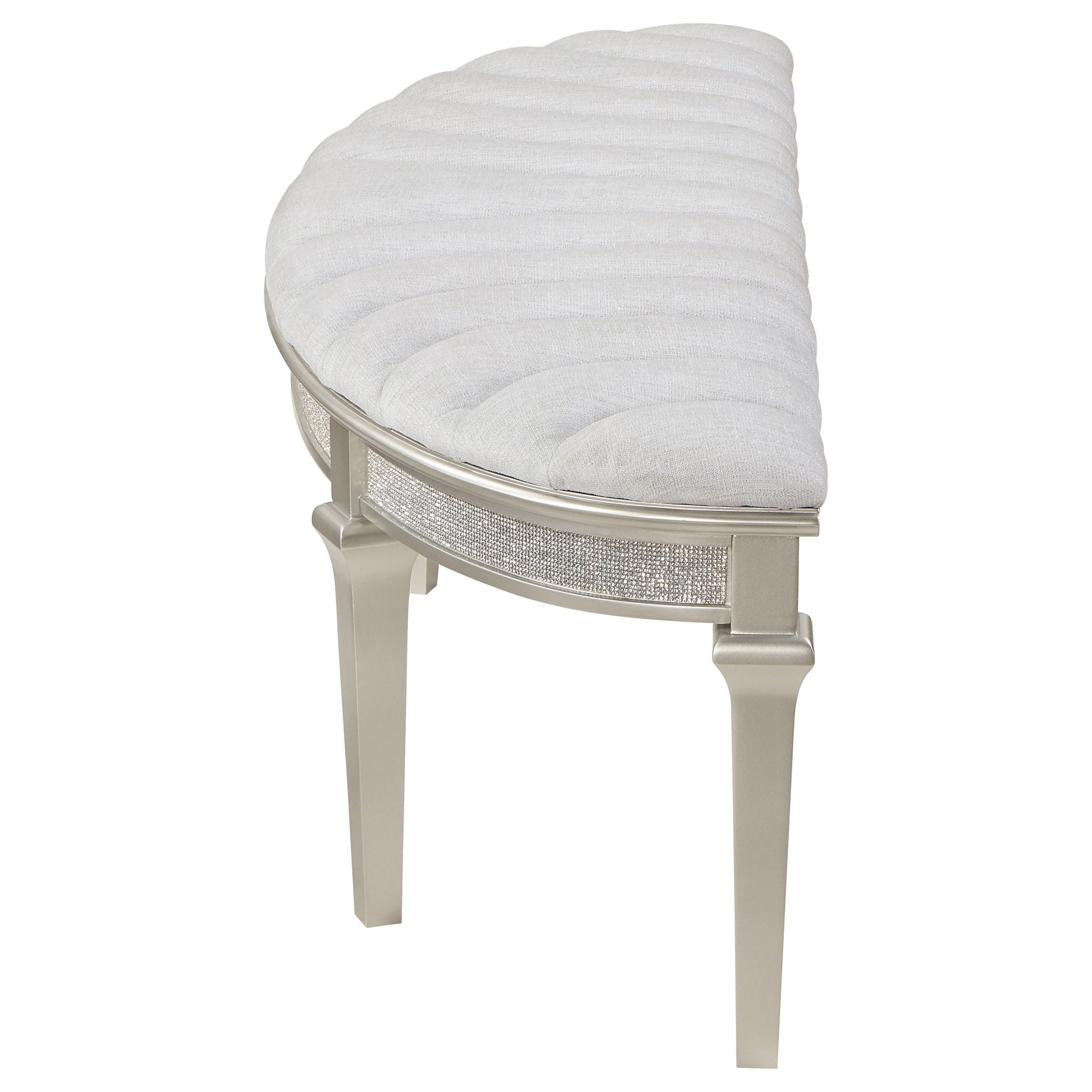 Colwood - Upholstered Curved With Channel Tufting And Slender Tapered Legs - Silver Gray