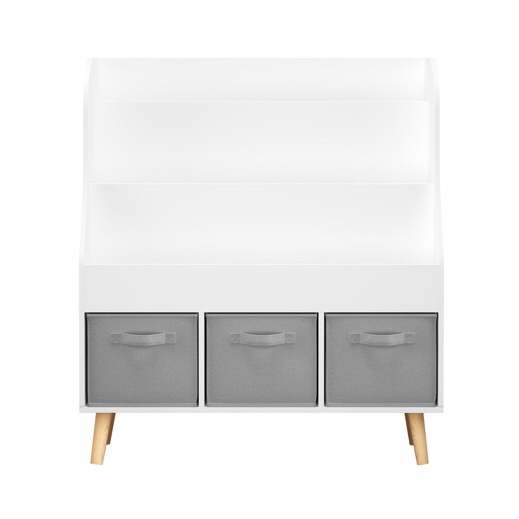 Bookshelf With 3 Bins, Storage Shelf For Toys And Books