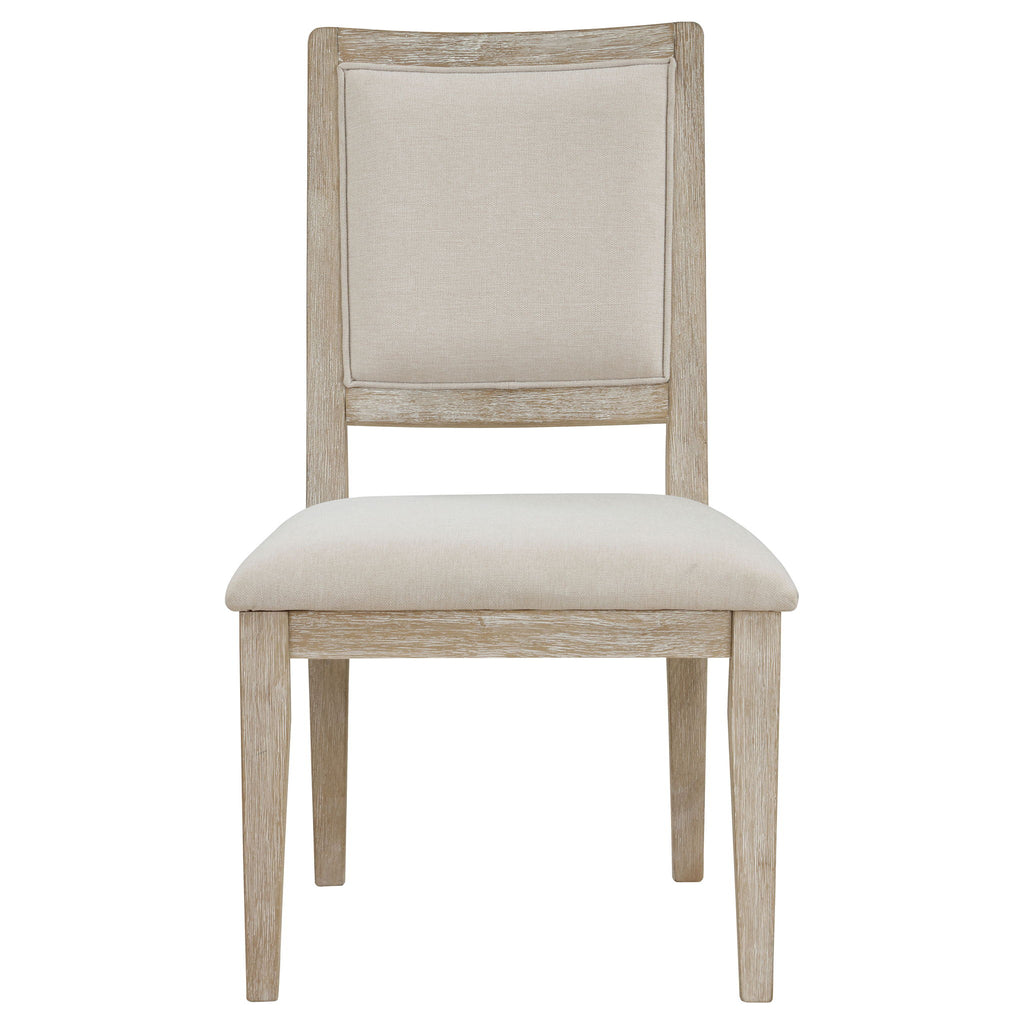 Rodota - 5 Piece Round Dining Table Set With Upholstered Chairs - White Washed