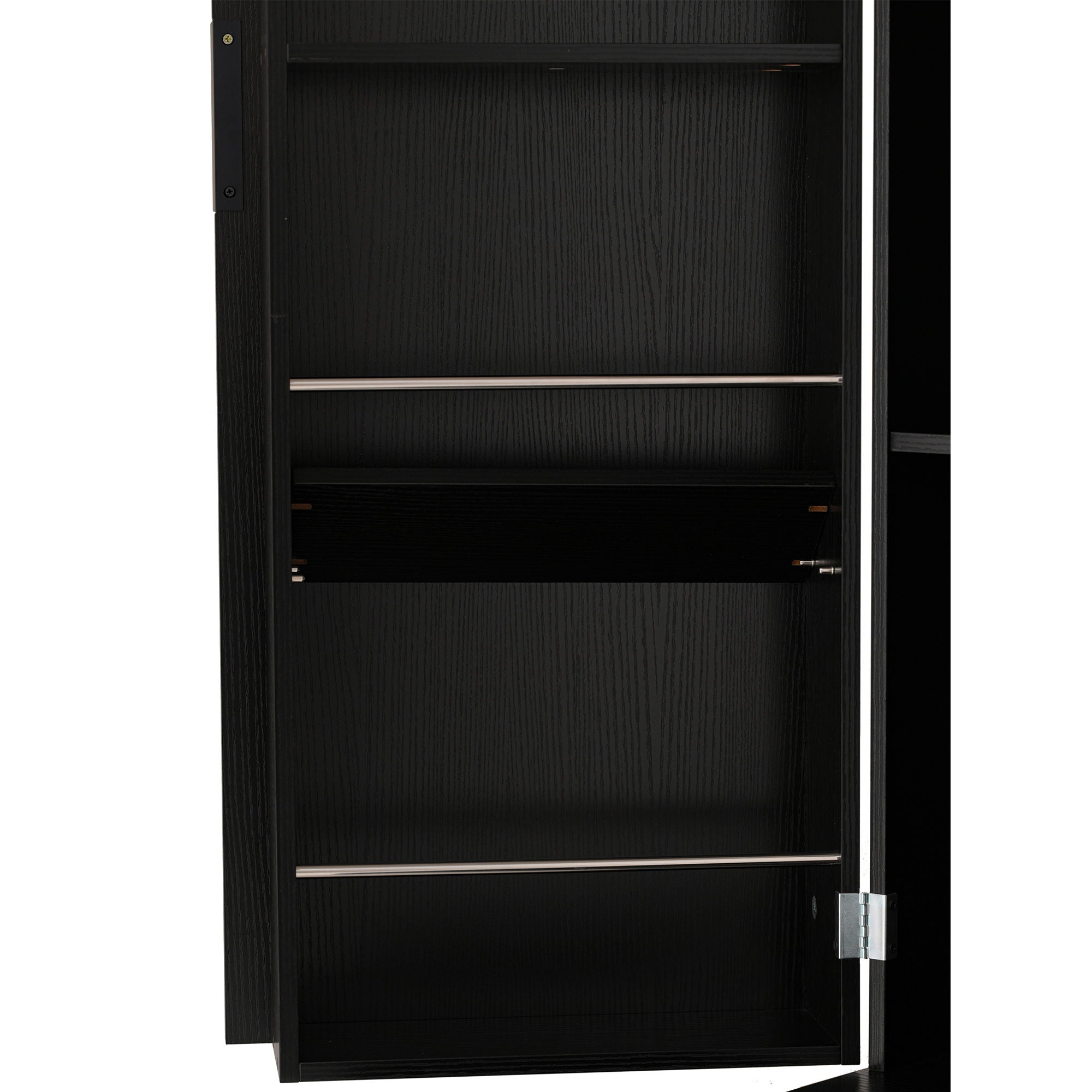 Fluted Kitchen Pantry Cabinet With 2 Large Drawers & 8 Door Spice Rack Freestanding Storage Organizer - Black