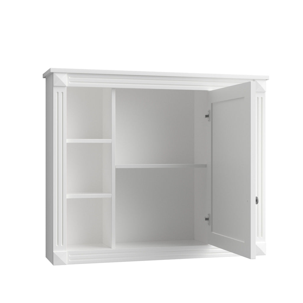 Wall Mounted Bathroom Storage Cabinet With Mirror, Cabinet With 6 Open Shelves And Adjustable Interior